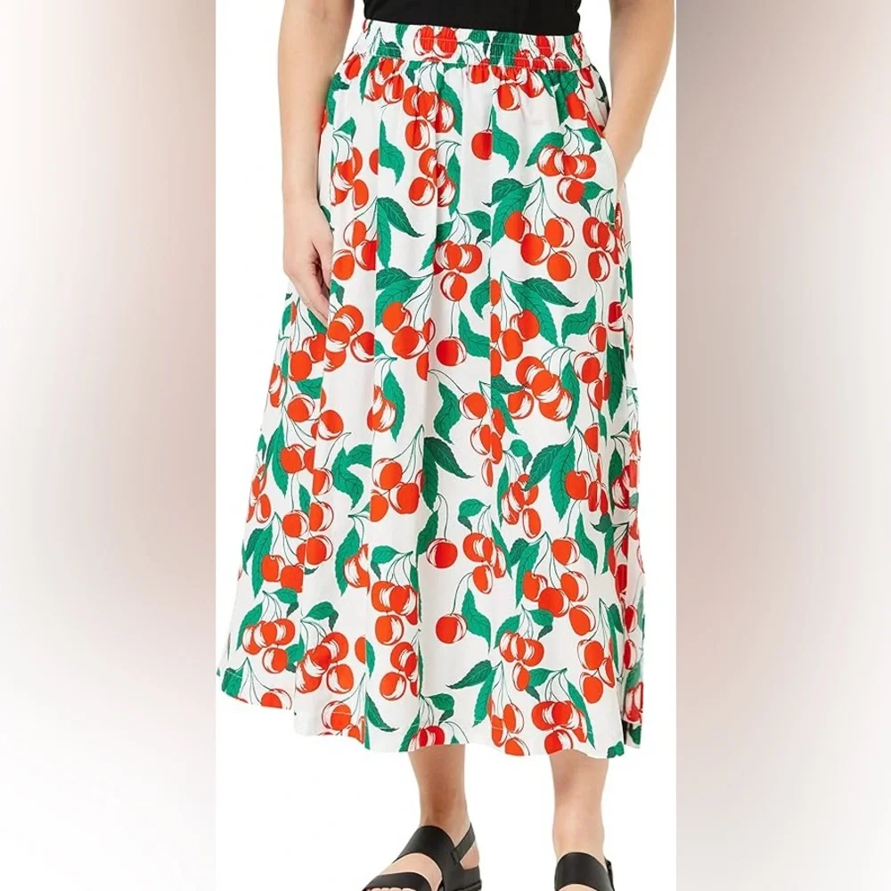Benetton Cherry Print Set Crop Top & Midi Skirt – Size S - Picture 5 of 15